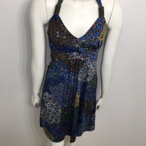 2/$25 White Mark Couture Blue Printed Dress Medium